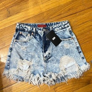 High waisted distressed shorts